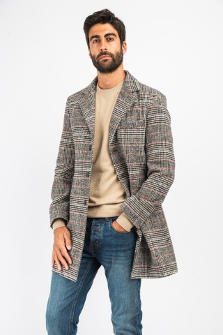 Cappotto Lungo Quadri Cotton Silk