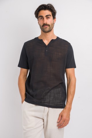 T-Shirt Serafino Texturizzata