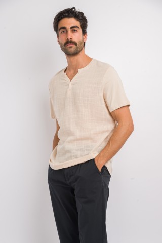 T-Shirt Serafino Texturizzata