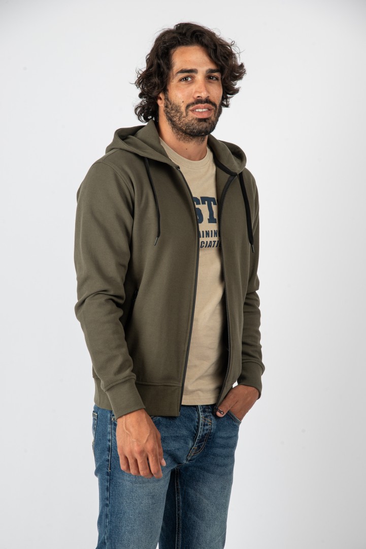 Felpa Zip Tramata Cotton Silk
